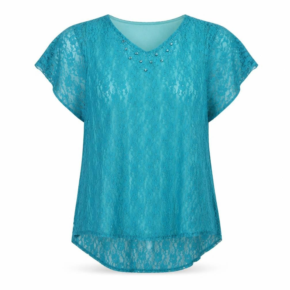 CCF Womens Blue Floral  Basic Blouse Size XL