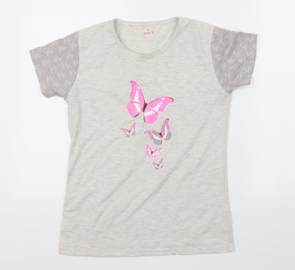 N Touch Womens Grey   Basic T-Shirt Size 14  - butteflies