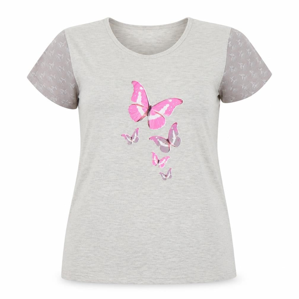 N Touch Womens Grey   Basic T-Shirt Size 14  - butteflies