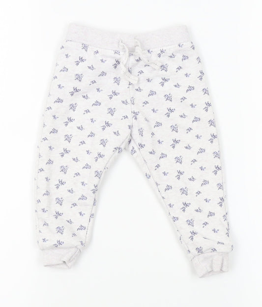 Primark Baby Grey Floral   Pyjama Pants Size 9-12 Months