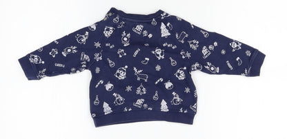 Back view of Mothercare Baby Blue jumper, size 12-18, Months