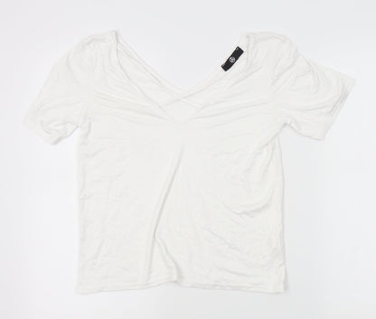Additional front view of Missguided women’s white basic blouse, size S, - strappy