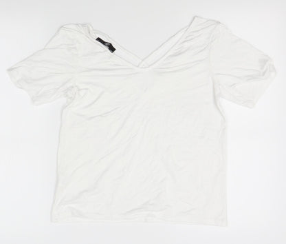 Back view of Missguided women’s white basic blouse, size S, - strappy