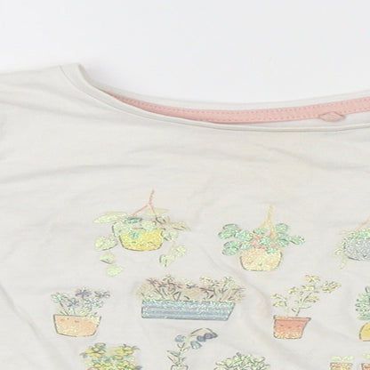 Close-up detail of Tu girls’ white basic t-shirt, size 2-3, years - gardening
