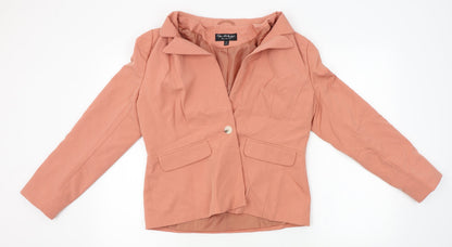 Additional front view of Miss Selfridge women’s orange jacket blazer, size UK 14
