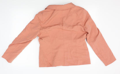 Back view of Miss Selfridge women’s orange jacket blazer, size UK 14