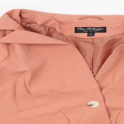 Close-up detail of Miss Selfridge women’s orange jacket blazer, size UK 14