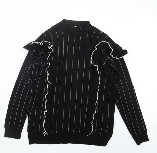 Very Womens Black Striped Knit Pullover Jumper Size 14