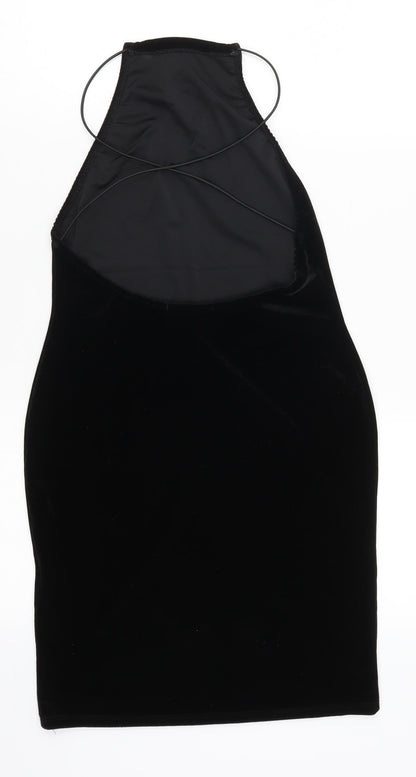 Back view of Missguided women’s black mini, size UK 8