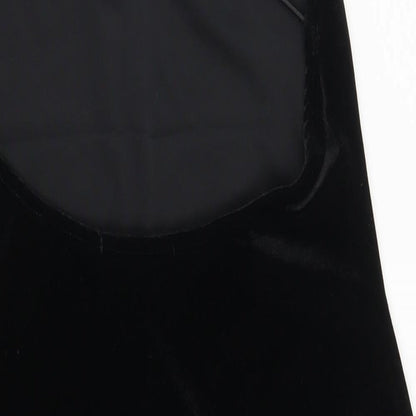 Brand and care label for Missguided women’s black mini, size UK 8