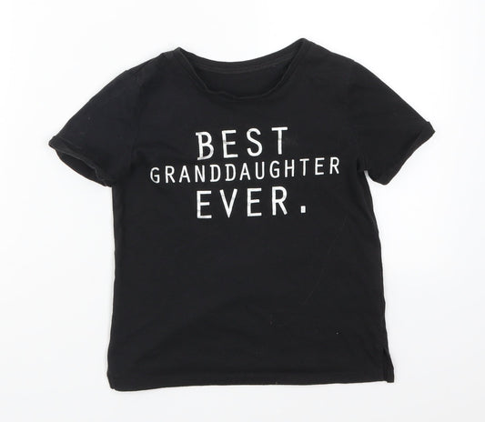 Matalan Girls Black   Basic T-Shirt Size 8 Years  - Best Granddaughter ever