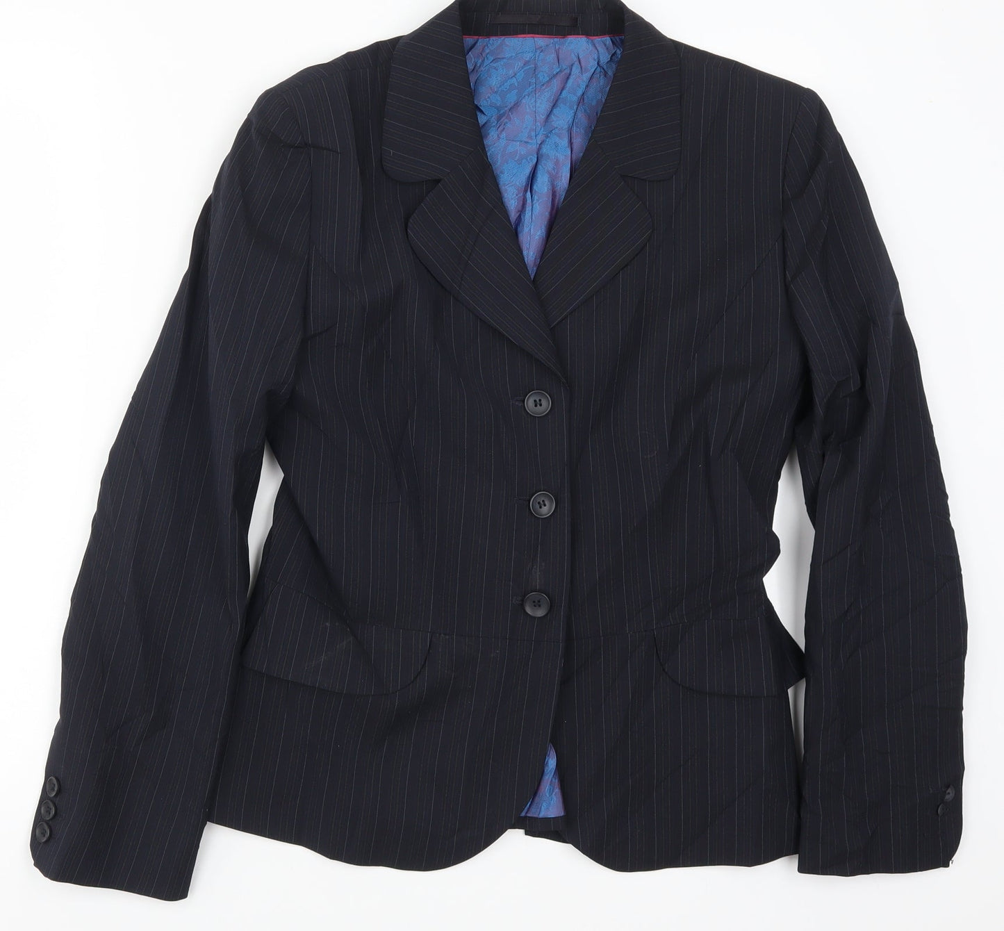 Wardrobes Womens Blue Striped  Jacket Suit Jacket Size 10