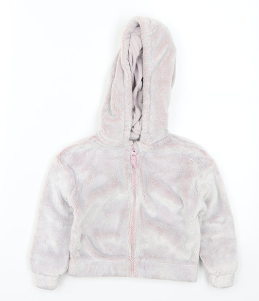 Marks and Spencer Girls Pink   Full Zip Hoodie Size 2-3 Years  - Grey