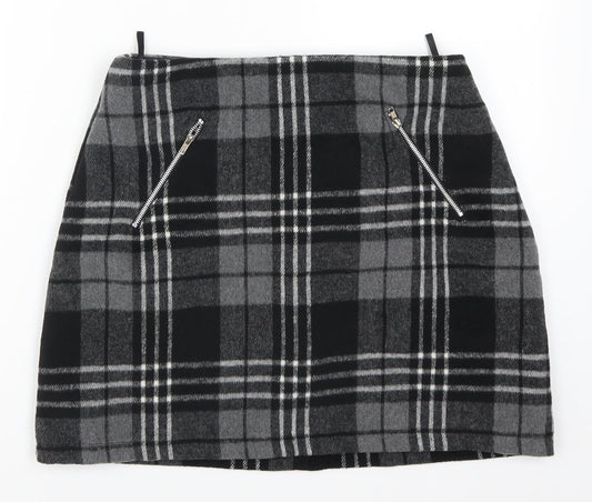 Select Womens Grey Check  Mini Skirt Size 12