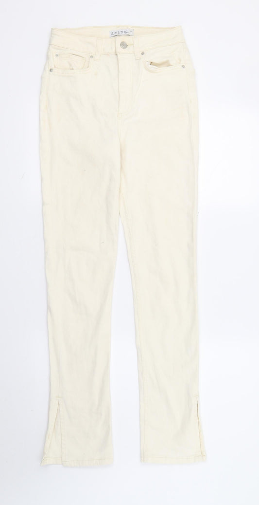 DenimCo Womens Ivory  Denim Straight Jeans Size 8 L30 in