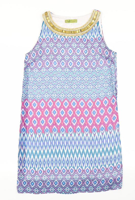 Whisper Womens Blue Batik  A-Line  Size M