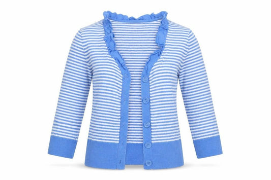 Front view of Red Herring women’s multicoloured striped cardigan jumper, size UK 12