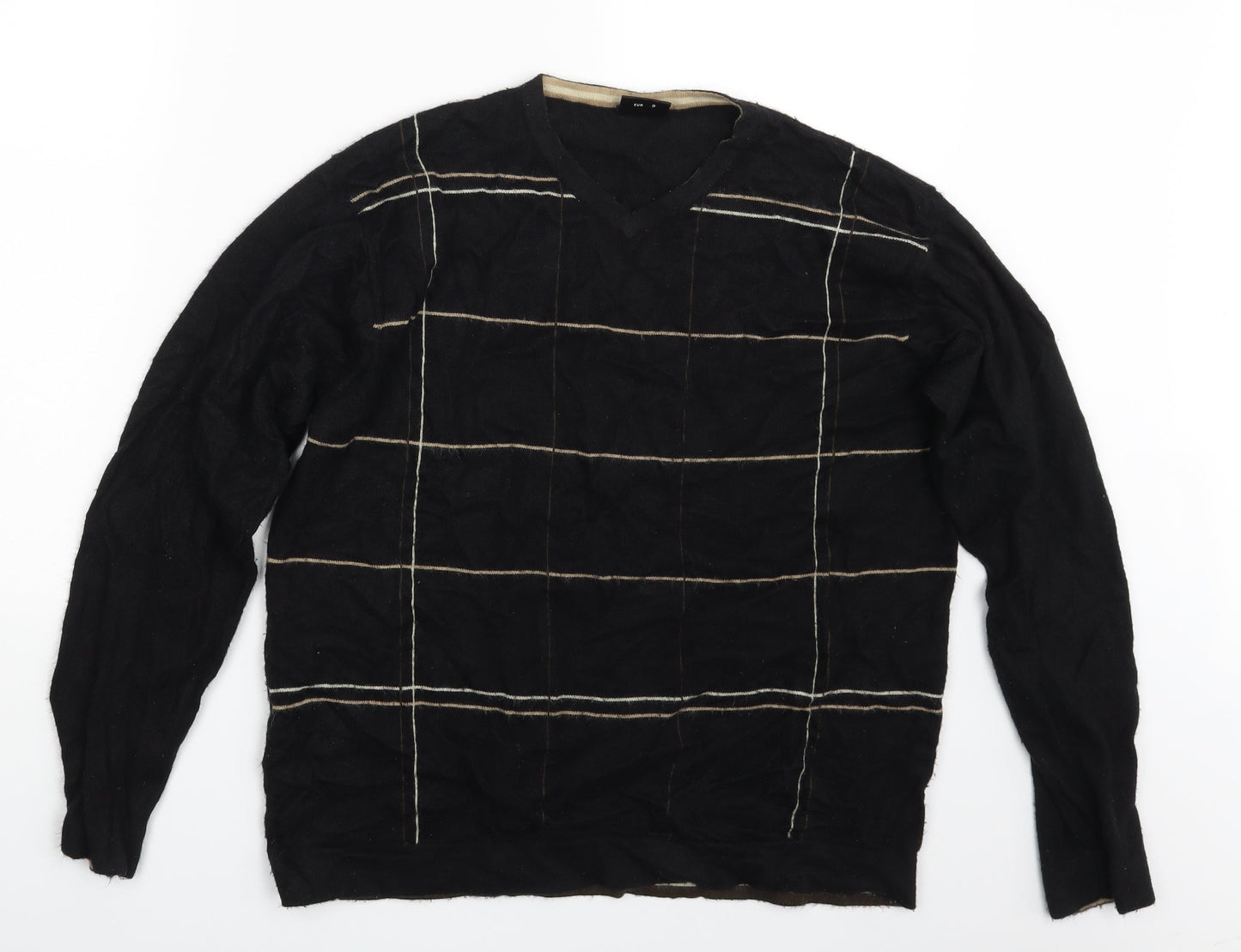 NEXT Mens Black Check  Pullover Sweatshirt Size M