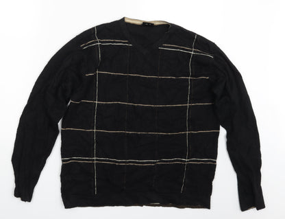 Next Mens Black Check  Pullover Sweatshirt Size M