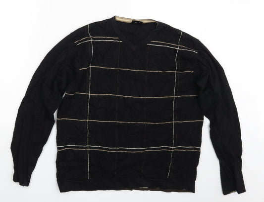 NEXT Mens Black Check  Pullover Sweatshirt Size M