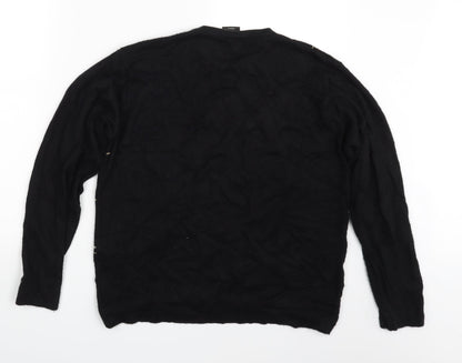 Next Mens Black Check  Pullover Sweatshirt Size M