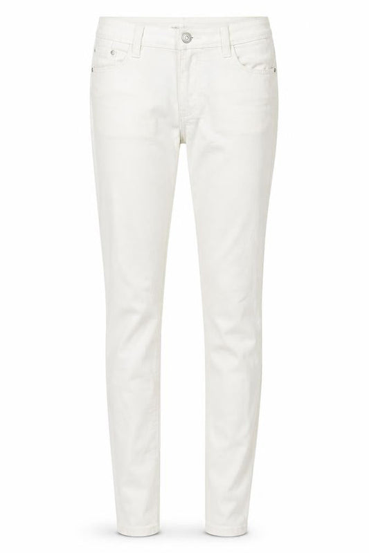 Front view of Denim & Co. women’s white denim skinny jeans, size UK 6, 30-inch leg