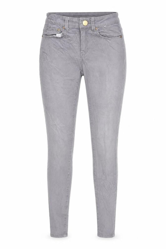 Front view of Denim & Co. women’s grey denim skinny jeans, size UK 6, 27-inch leg