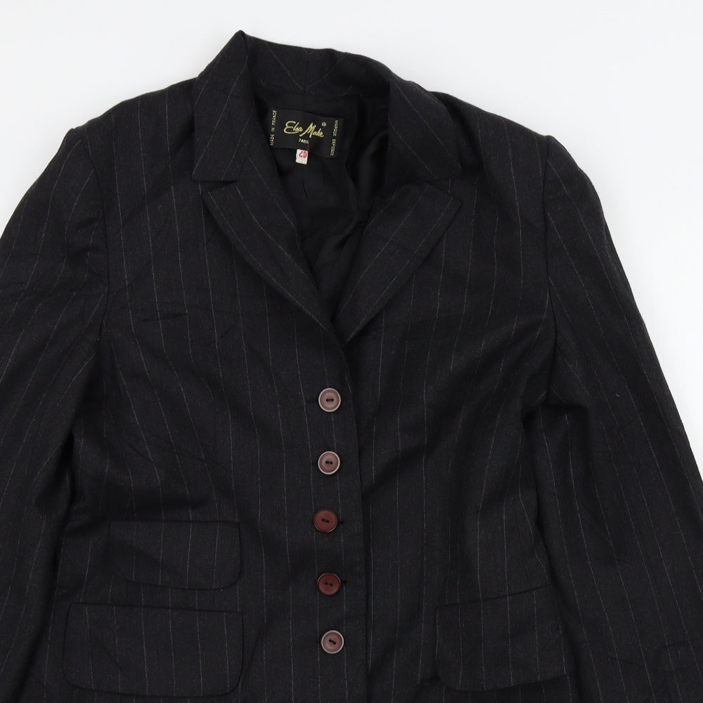 elsa malur Womens Grey Striped  Jacket  Size 40