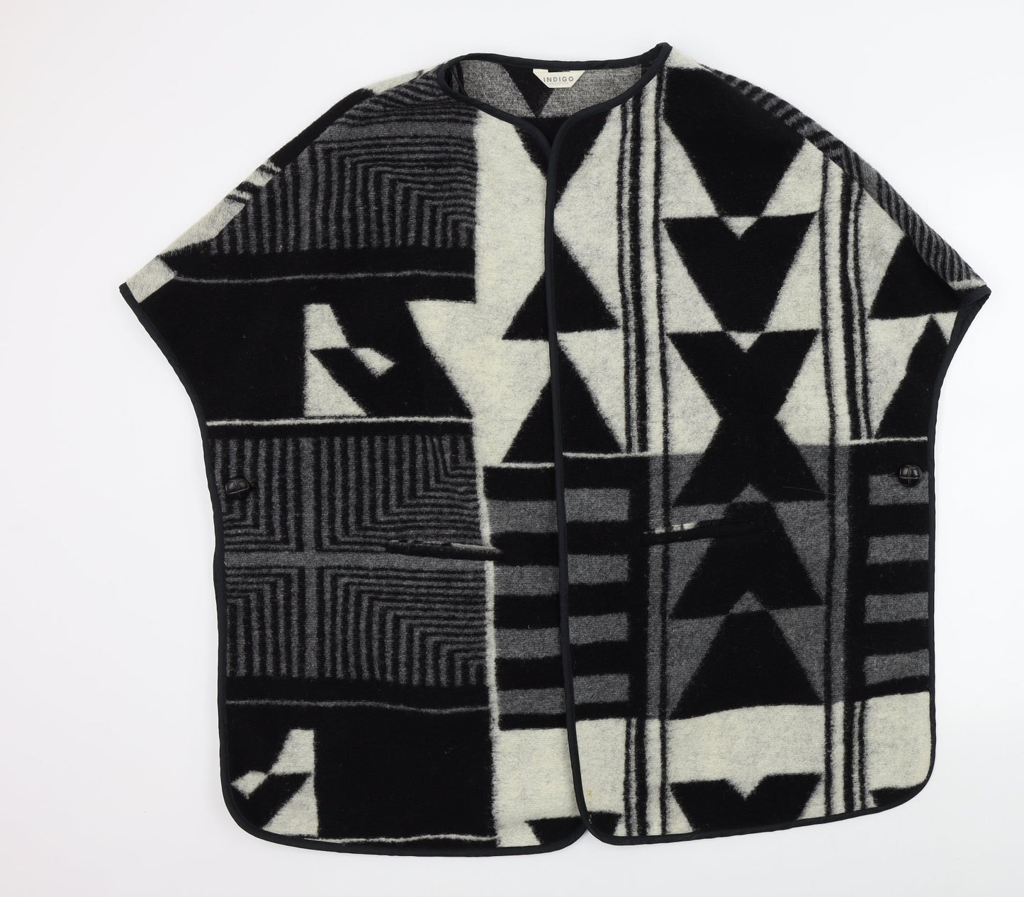 m&s Womens Black Geometric  Jacket Poncho Size 10