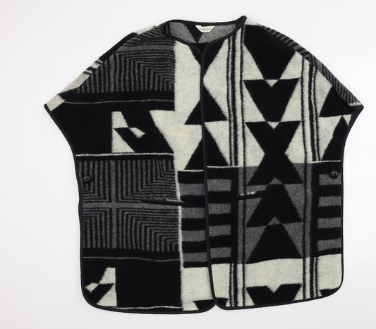 m&s Womens Black Geometric  Jacket Poncho Size 10