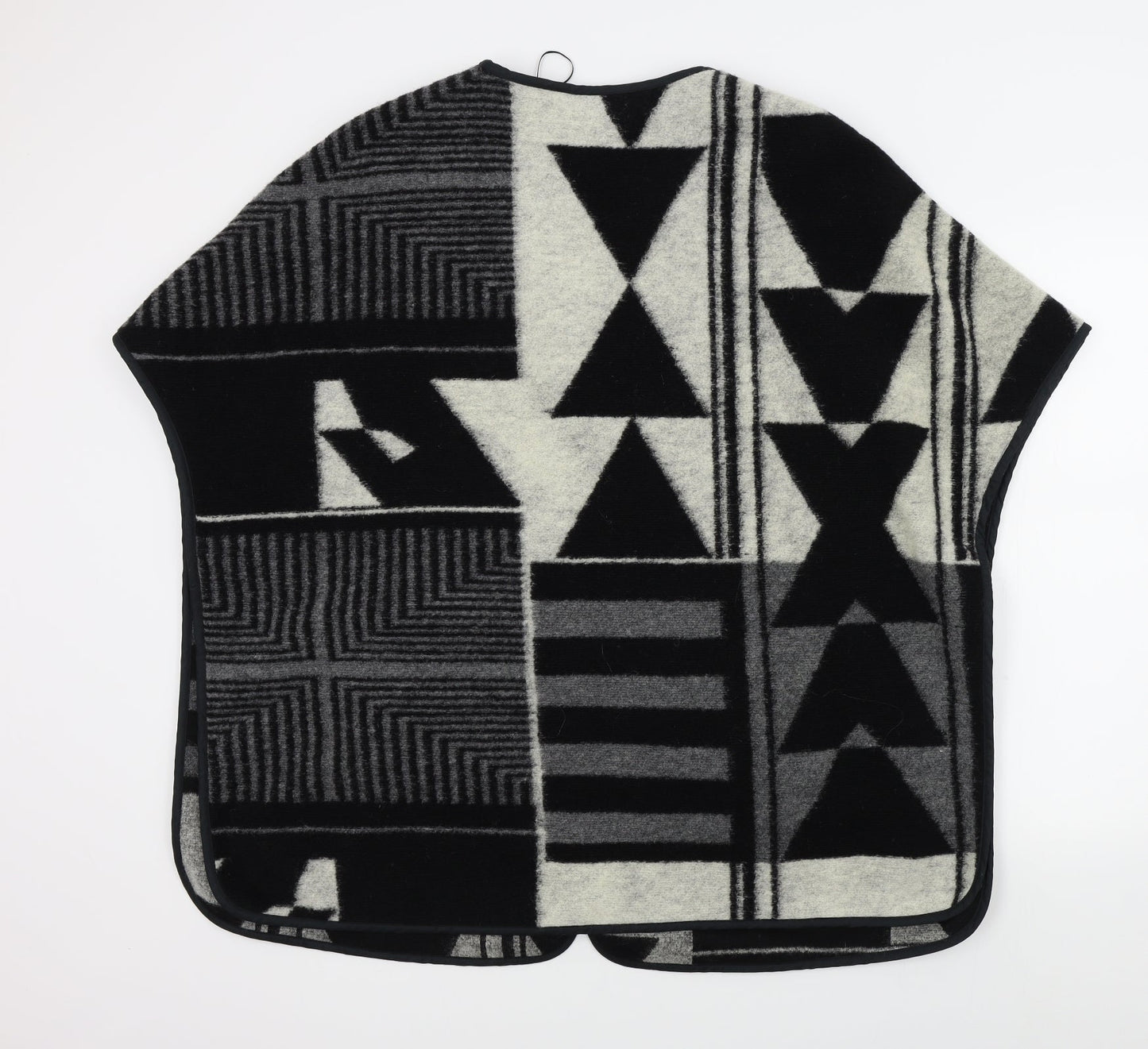 m&s Womens Black Geometric  Jacket Poncho Size 10