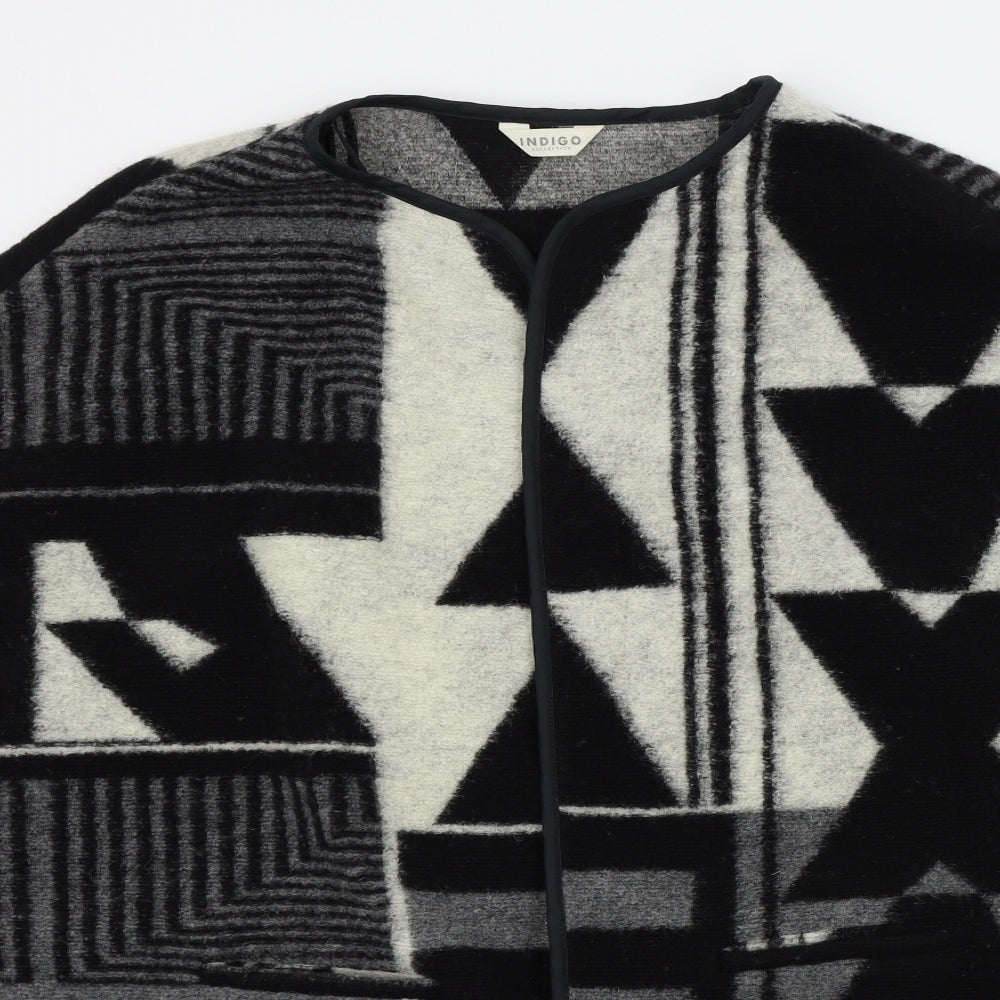 m&s Womens Black Geometric  Jacket Poncho Size 10