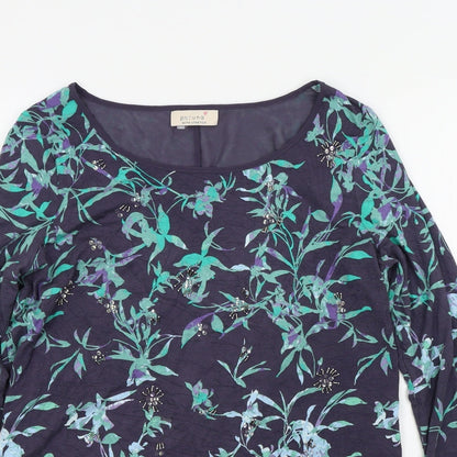 Marks & Spencer Womens Blue Floral  Pullover Jumper Size 14