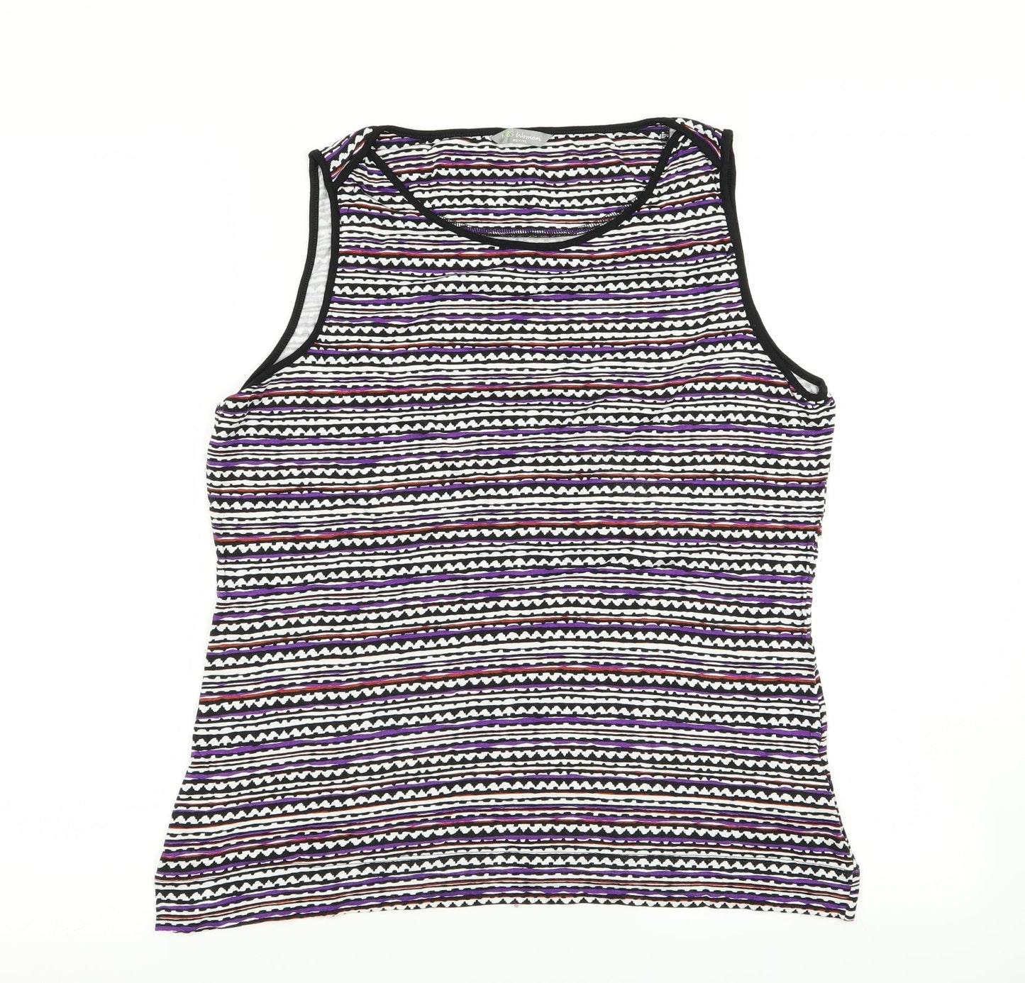 M&S Womens Multicoloured Geometric  Basic Tank Size 16
