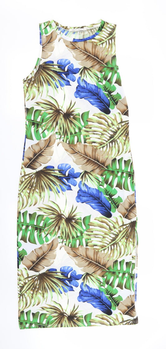 Brave Soul Womens Multicoloured Floral  Pencil Dress  Size M