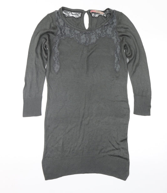 Saint Tropez Clothing Womens Grey Geometric  Jumper Dress  Size S