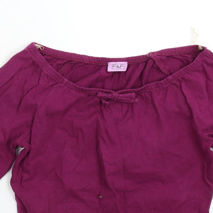 Close-up detail of F&F girls’ pink basic t-shirt, size 7-8, years