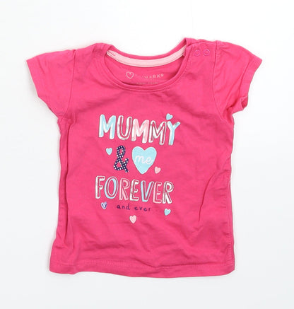 Additional front view of Primark girls’ pink basic t-shirt, size 6-9, months