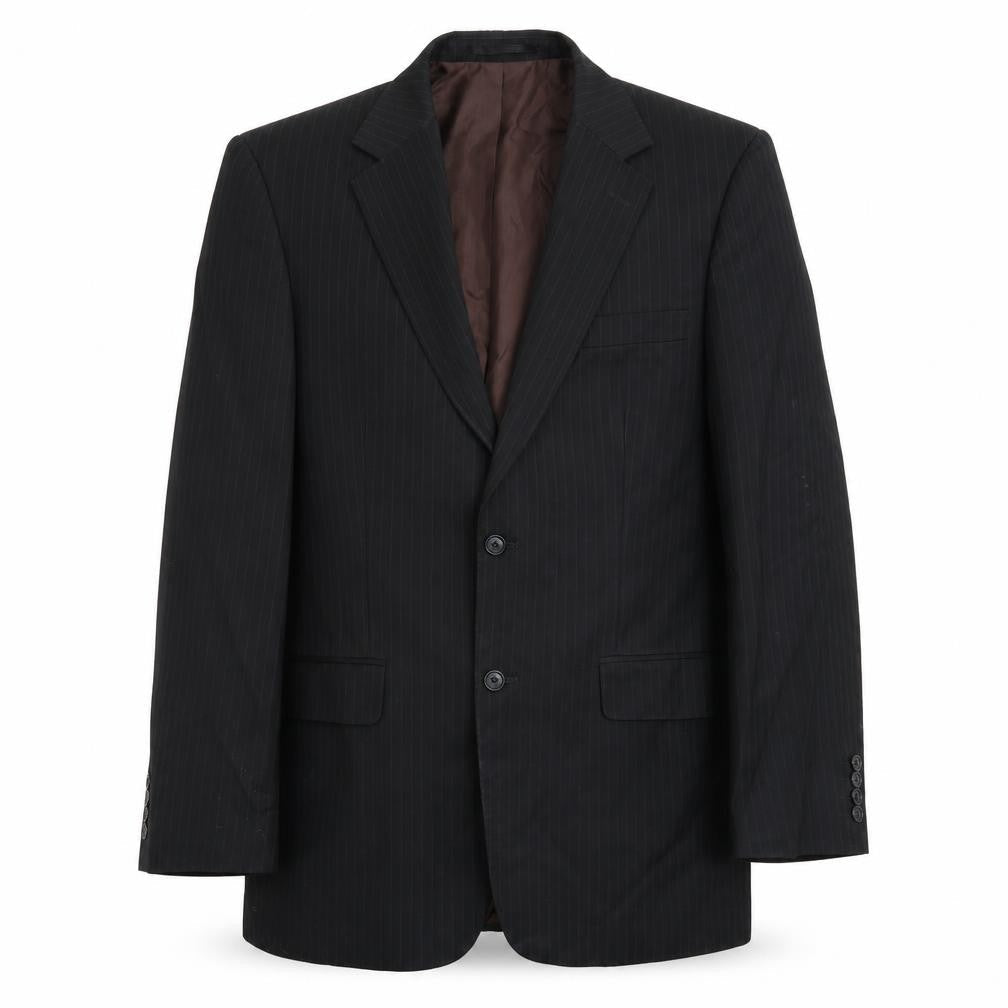 Preworn Mens Black Striped  Jacket Suit Jacket Size 40