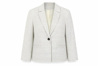 Tu Womens White Striped  Jacket Blazer Size 12