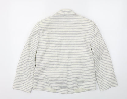 Tu Womens White Striped  Jacket Blazer Size 12