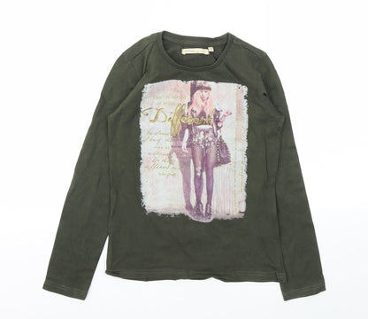 Additional front view of EMOI girls’ green basic t-shirt, size 10, years