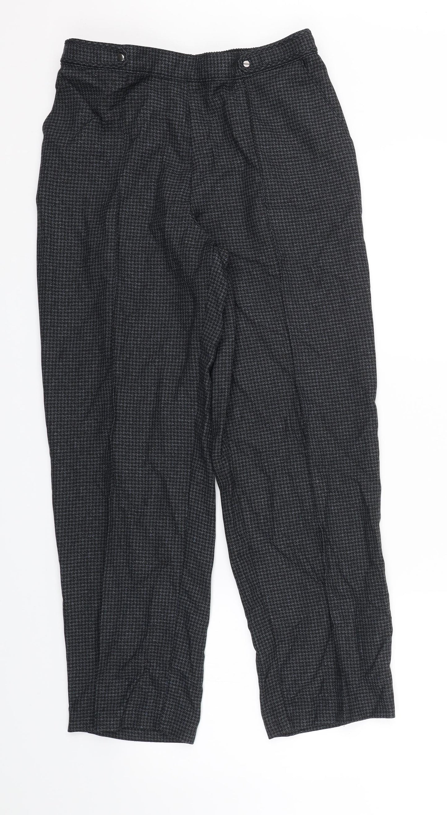 M&S Womens Black Houndstooth  Trousers  Size 10 L24 in