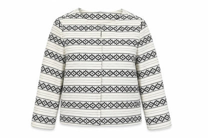 Front view of TU women’s ivory geometric jacket, size UK 14