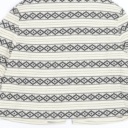 Brand and care label for TU women’s ivory geometric jacket, size UK 14