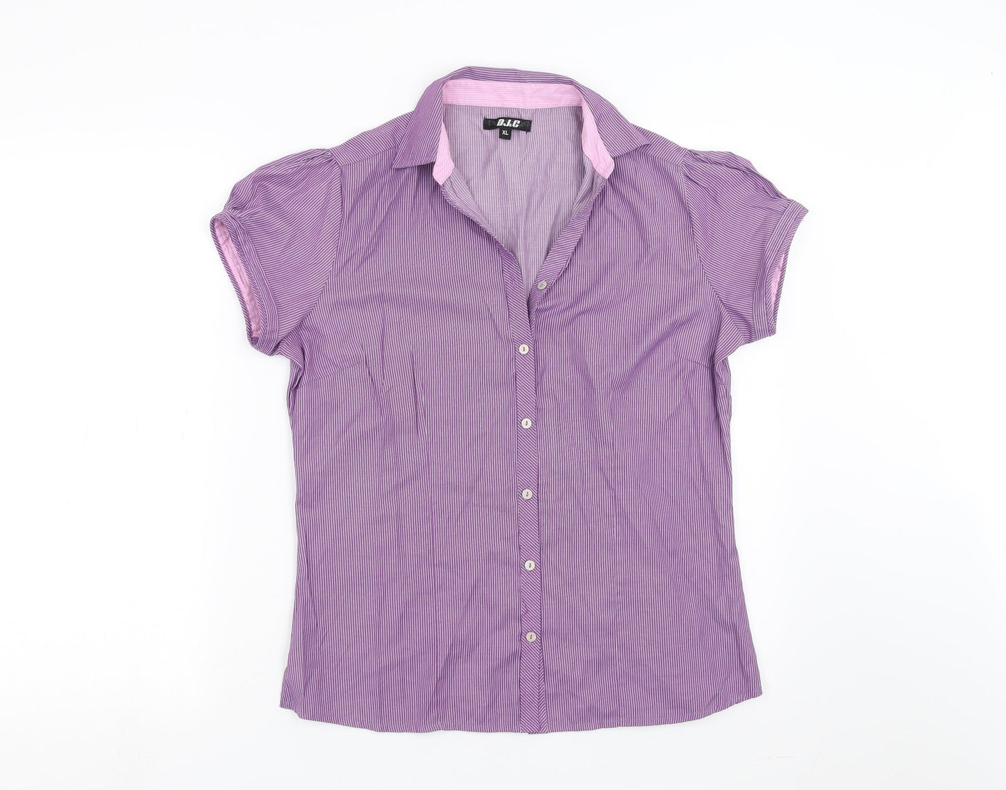 DJ&C Womens Purple Striped  Basic Blouse Size XL