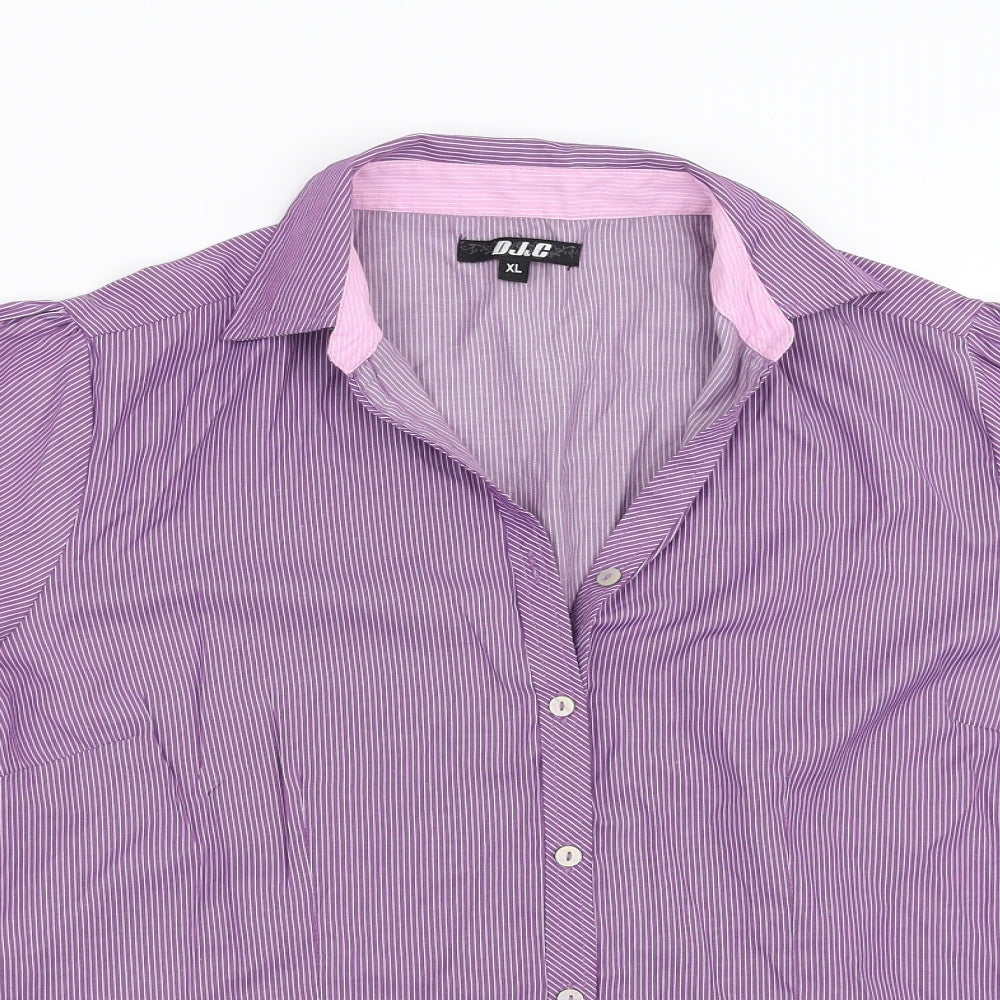 DJ&C Womens Purple Striped  Basic Blouse Size XL