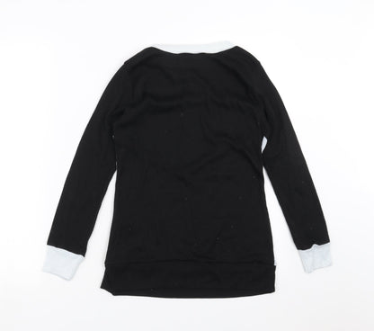Boohoo Womens Black Geometric  Basic T-Shirt Size 8
