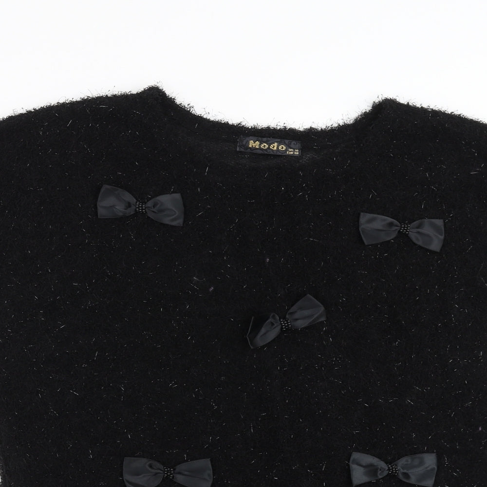 MODO Womens Black   Pullover Jumper Size 10  - bow detail