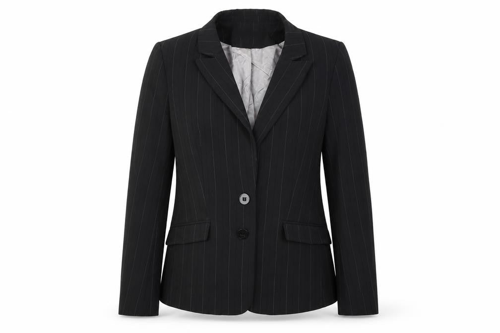 Collection Womens Black Striped  Jacket Blazer Size 14